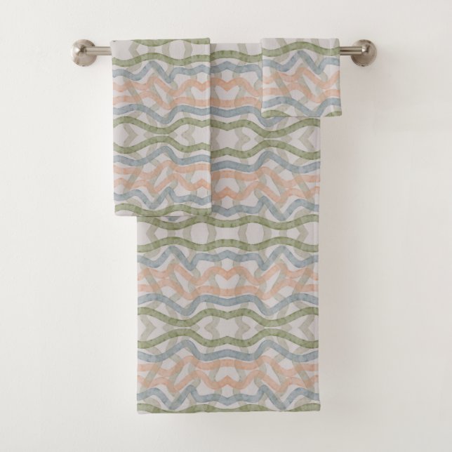 Watercolor Mopping Brushstrokes Pattern In Pastel Badhandtuch Set (Insitu)
