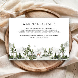 Watercolor Mountain Forest Deer Wedding Details Begleitkarte