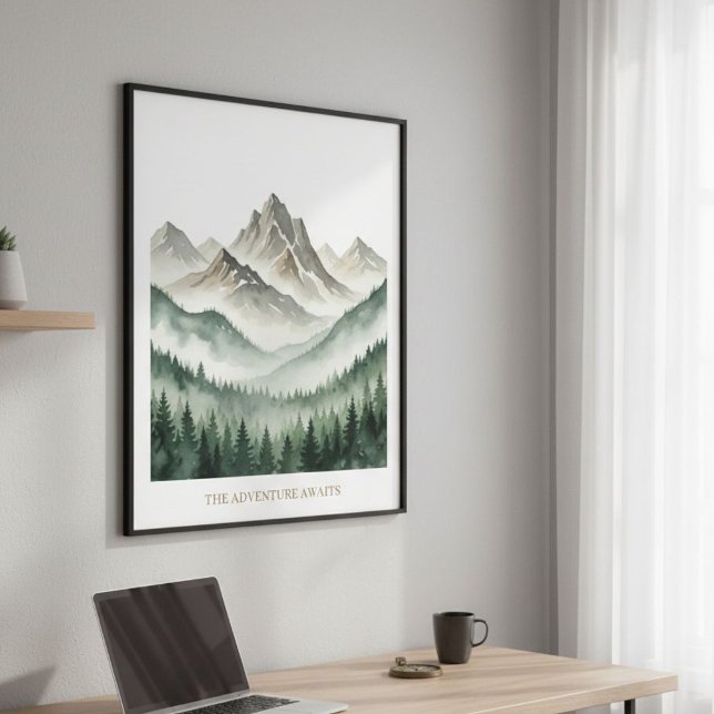 Watercolor Mountain Forest Poster  (Von Creator hochgeladen)