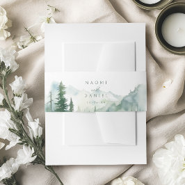 Watercolor Mountain Forest Rustic Wedding Einladungsbanderole