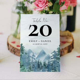 Watercolor Mountain Mariage Numéro de table 5x7