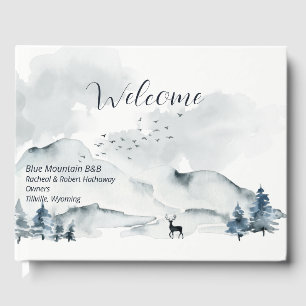 Watercolor Mountain Scene Willkommen Gästebuch