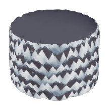 Watercolor Mountain Strips Midnight Blue Pouf