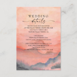 Watercolor Mountain Sunset Rustic Wedding Details Begleitkarte