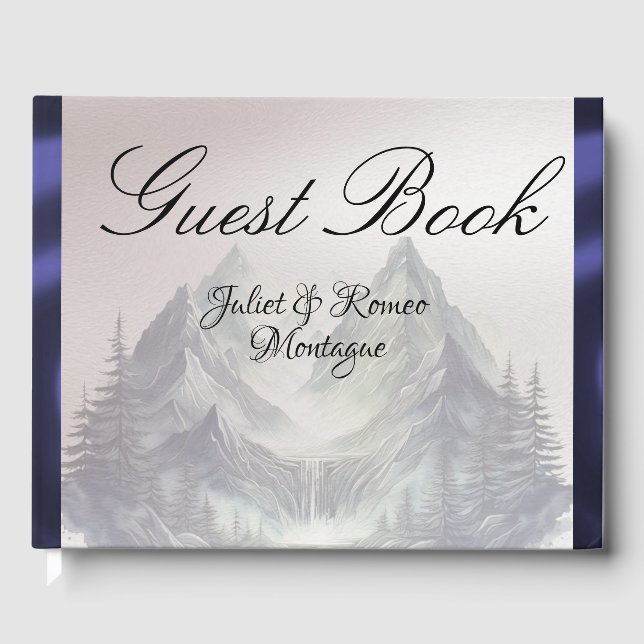 Watercolor Mountains Wedding Medium Gästebuch (Vorderseite)