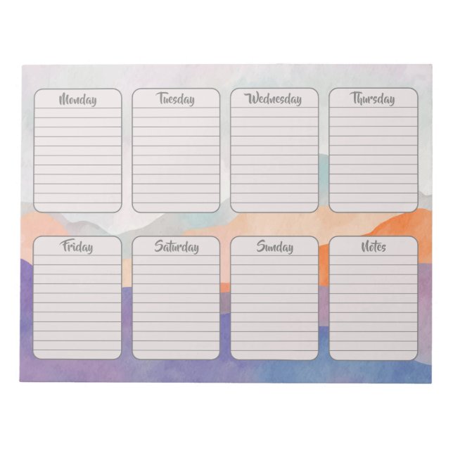 Watercolor Mountains Weekekly Planer Tear Away Notizblock (Vorderseite)