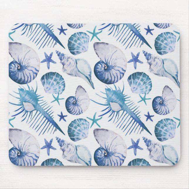 Watercolor-Muscheln Mousepad (Vorne)