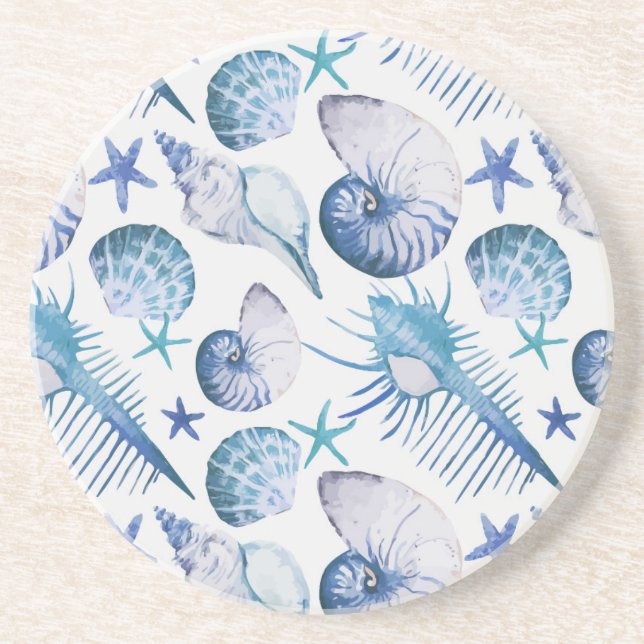 Watercolor-Muscheln Sandstein Untersetzer (Vorne)