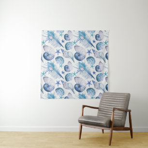 Watercolor-Muscheln Wandteppich