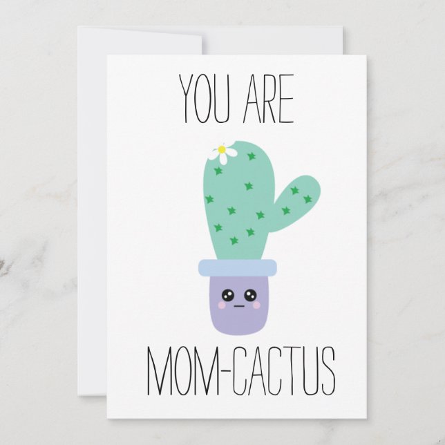 Watercolor Mütter Day Funny Kawaii Cactus Cards Karte (Vorderseite)