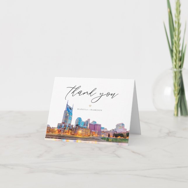 Watercolor Nashville Skyline Danke Karte (Vorderseite)