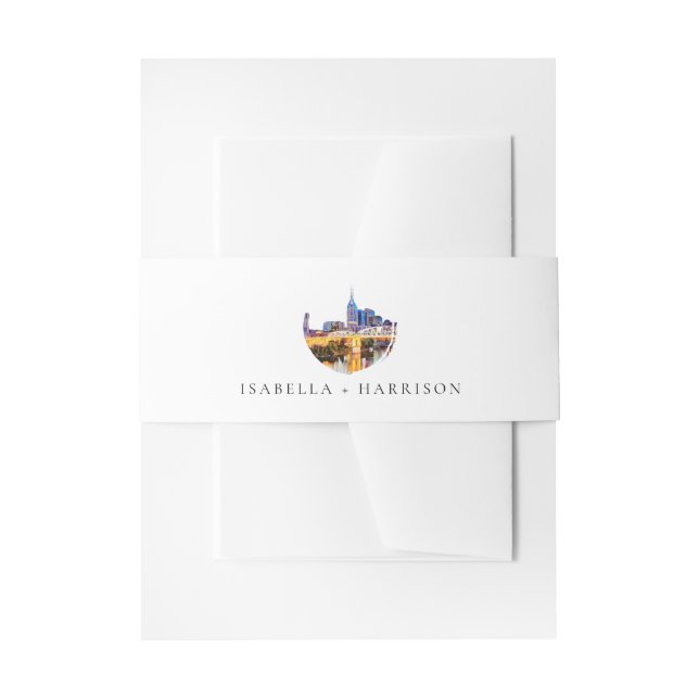 Watercolor Nashville Skyline Wedding  Einladungsbanderole (Vorderseite Beispiel)