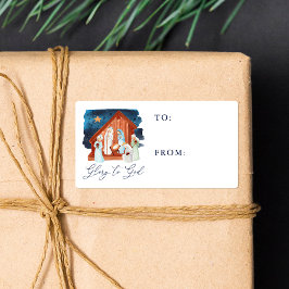 Watercolor Nativity Scene To From Label