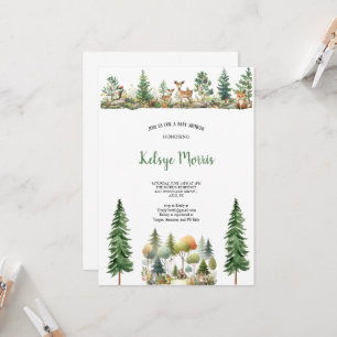 WATERCOLOR NATURAL Woodland WALD BabyDUSCHE Einladung