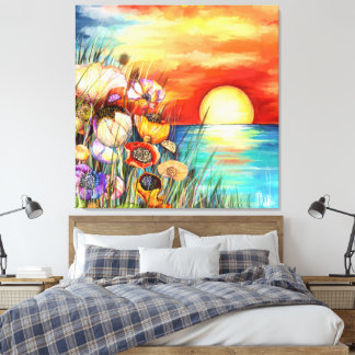 Watercolor Nature Sunrise Canvas Print Leinwanddruck