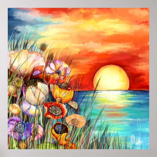 Watercolor Nature Sunrise Poster (Devant)