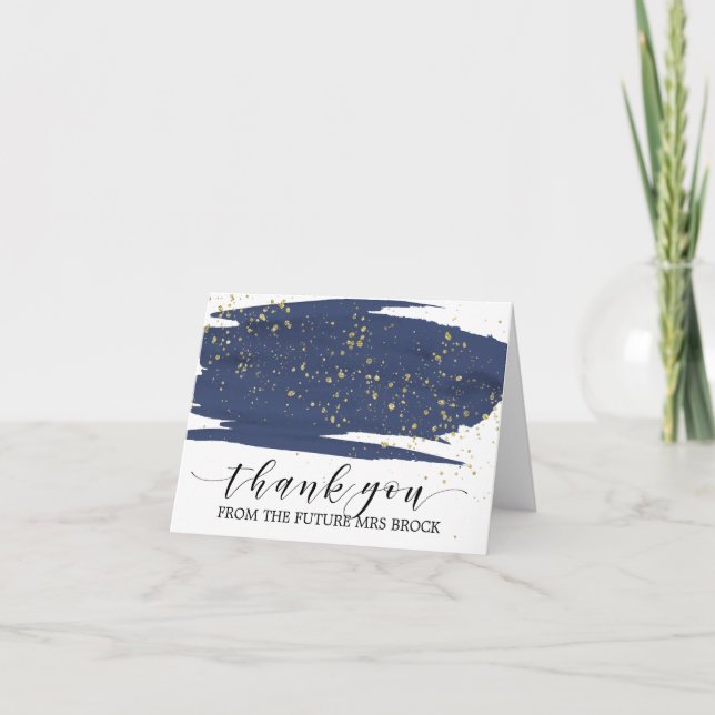Watercolor Navy und Gold Future Frau Vielen Dank Dankeskarte (Vorderseite)