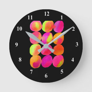Watercolor neon spots art runde wanduhr
