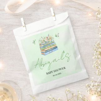Watercolor New Chapter Begins green baby shower Geschenktütchen