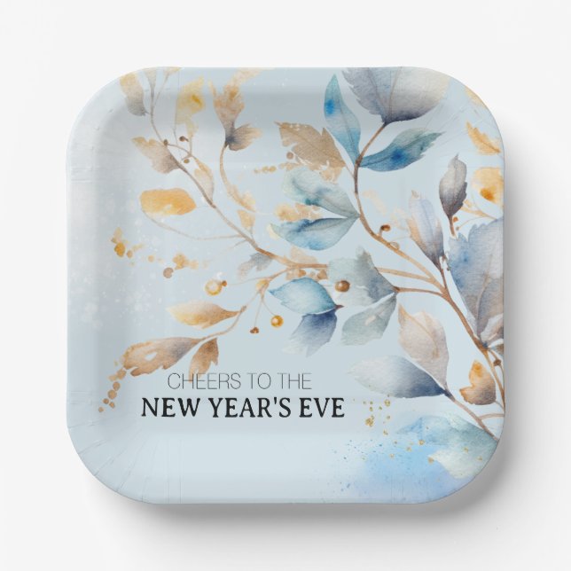 Watercolor New Year's Eve Party  Pappteller (Vorderseite)