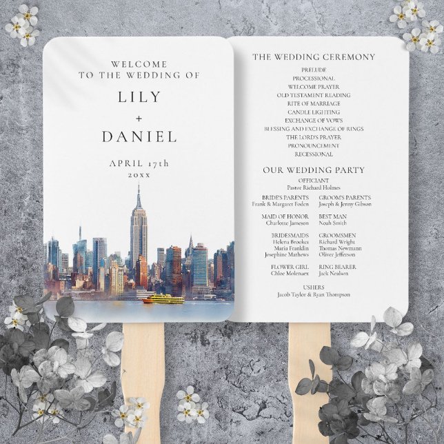 Watercolor New York City Wedding Program Fächer (Von Creator hochgeladen)