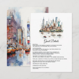 Watercolor New York Wedding Guest Details Begleitkarte