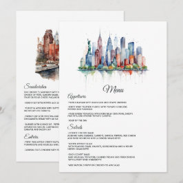 Watercolor New York Wedding Menükarte
