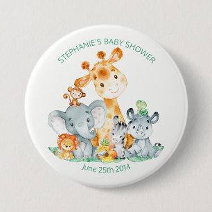 Watercolor-niedliche Safari-Dschungel-Baby-Dusche Button
