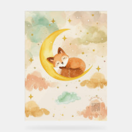 Watercolor Nursery Sign | Sleeping Baby Fox & Moon Acrylschild