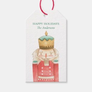 Watercolor Nutcracker Holly Weihnachtsfeiertag Geschenkanhänger
