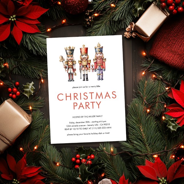 Watercolor Nutcracker Minimales Weihnachtsfest Par Einladung (Von Creator hochgeladen)