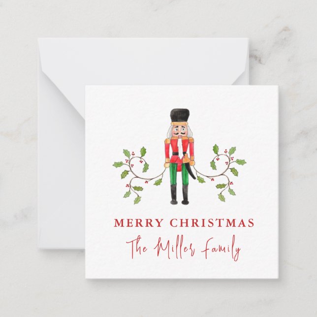 Watercolor Nutcracker Soldier Christmas Mitteilungskarte (Vorderseite)