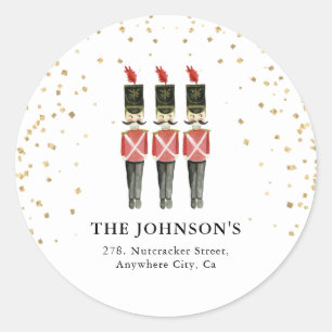 Watercolor Nutcraker Weihnachtsfeiertage Rücksende Runder Aufkleber