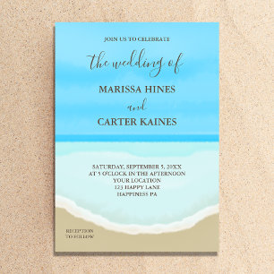 Watercolor Ocean Beach Mariage Invitation