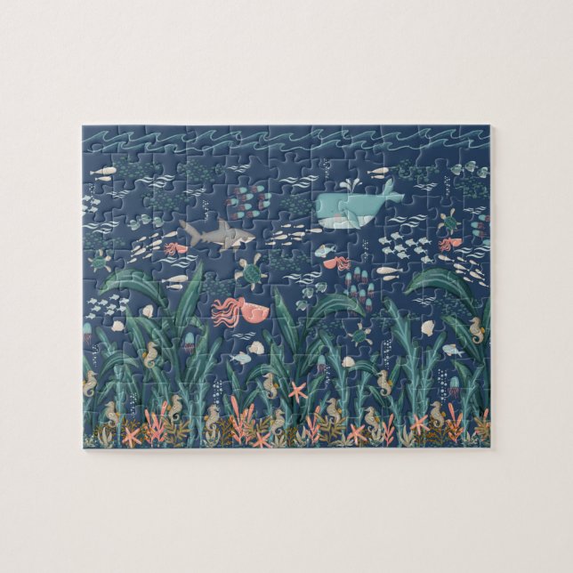 Watercolor Ocean Kelp Forest Sucht nach Kunst (Horizontal)