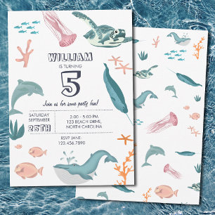 Watercolor Ocean Sea Animations Geburtstagsparty Einladung