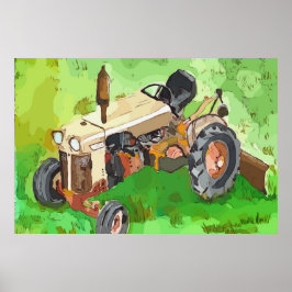 Watercolor of a Case tractor, with scrapper Poster