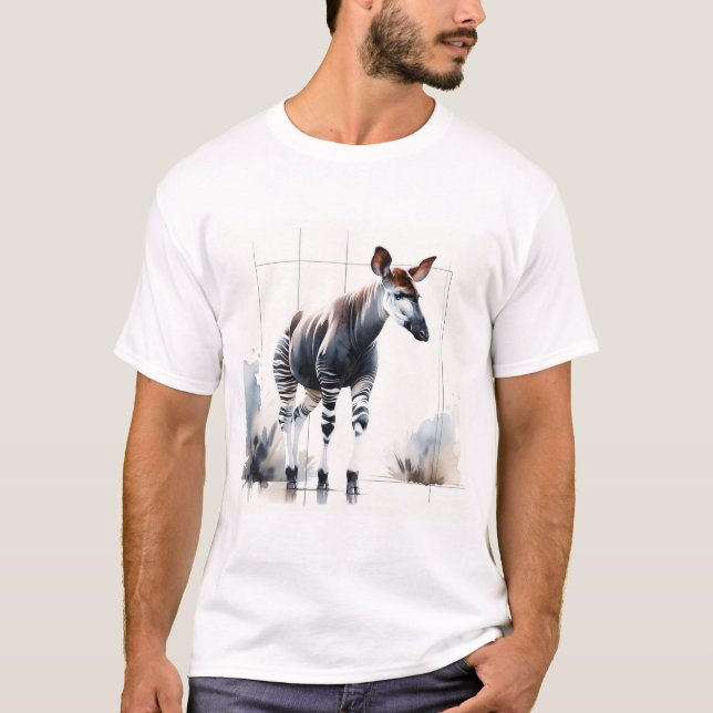 Watercolor Okapi AREF285 - Watercolor T-Shirt (Vorderseite)