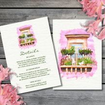 Watercolor Old Town Balkon Mexikanische Hochzeit