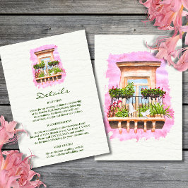 Watercolor Old Town Balkon Mexikanische Hochzeit Einladung