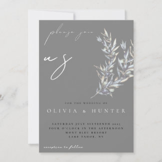 Watercolor Olive Branch Photo Wedding Invitation