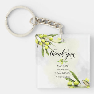 Watercolor Olive Branches Wedding Thank You