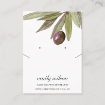 WATERCOLOR OLIVE FOLIAGE EARRING NECKLACE DISPLAY