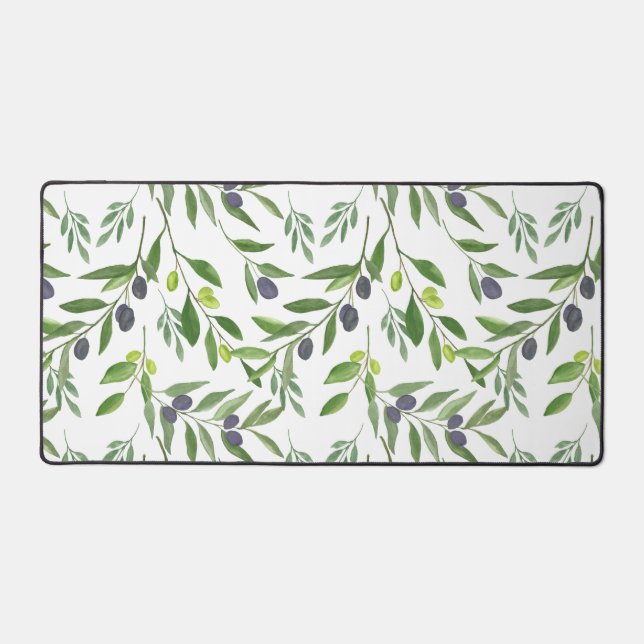 Watercolor Olive Pattern Schreibtischunterlage (Vorderseite)