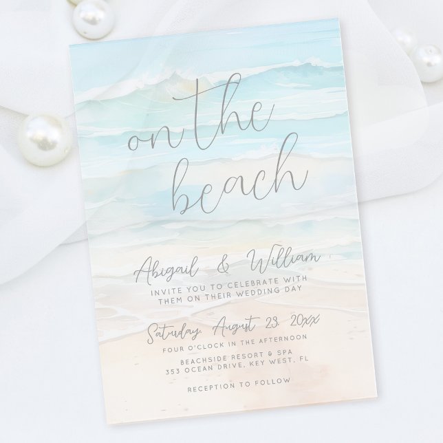 Watercolor On The Beach Wedding Acryleinladungen (Watercolor On The Beach Wedding Acrylic Invitations)