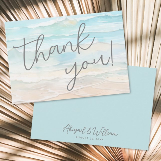 Watercolor On The Beach Wedding Dankeskarte (Watercolor On The Beach Wedding Thank You Card)