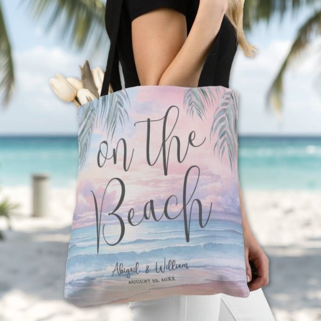 Watercolor On The Beach Wedding Tasche (Watercolor On The Beach Wedding Tote Bag )