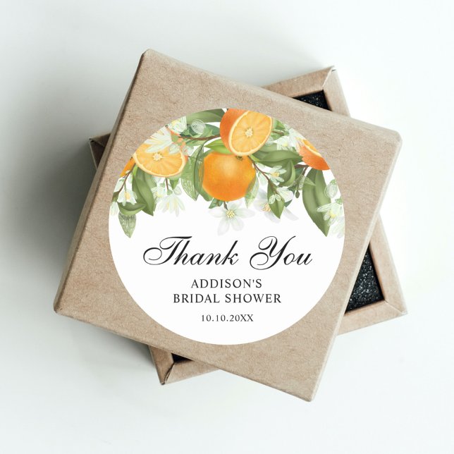 Watercolor Orange Blossom Brautparty Vielen Dank Runder Aufkleber (Von Creator hochgeladen)