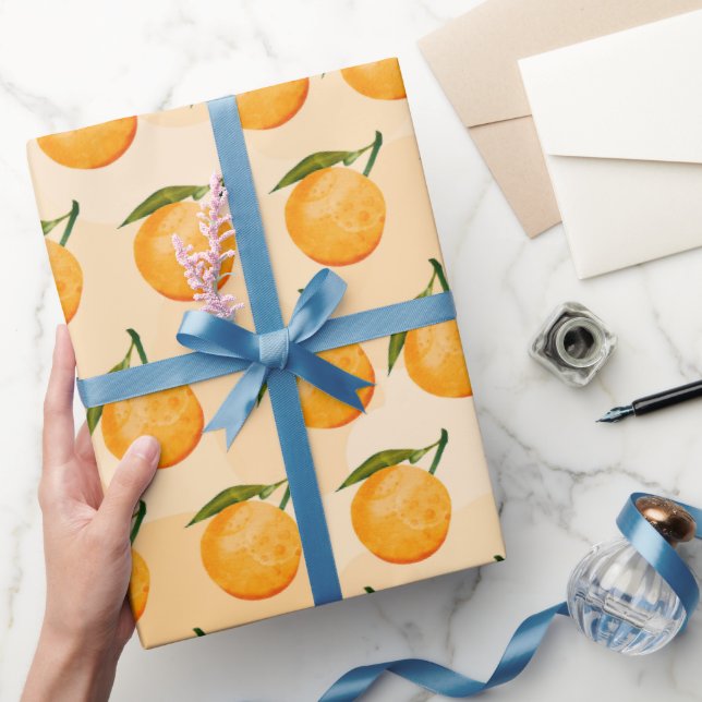 Watercolor Orange Pattern Geschenkpapier (Schenken)