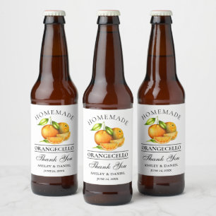 Watercolor Orangecello Wedding Danke Bierflaschenetikett